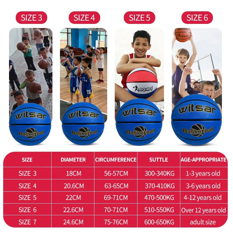 Sizes 3 - 7 Custom Basketballs for Training, Children & Juveniles